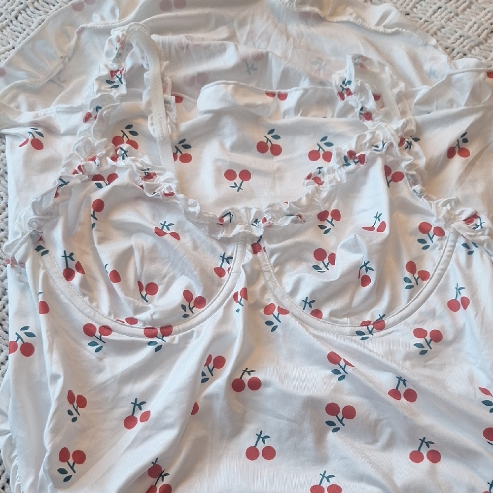 Cherry Print White Slip Dress - Picture 5 of 9